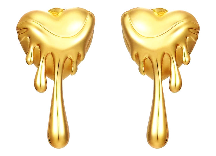 Heart Drops Golden Stud Earrings!!