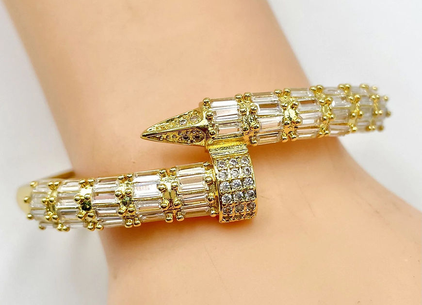 Lavnya Gothic Nail Baguatte Cubic Zirconia Kada Bracelet