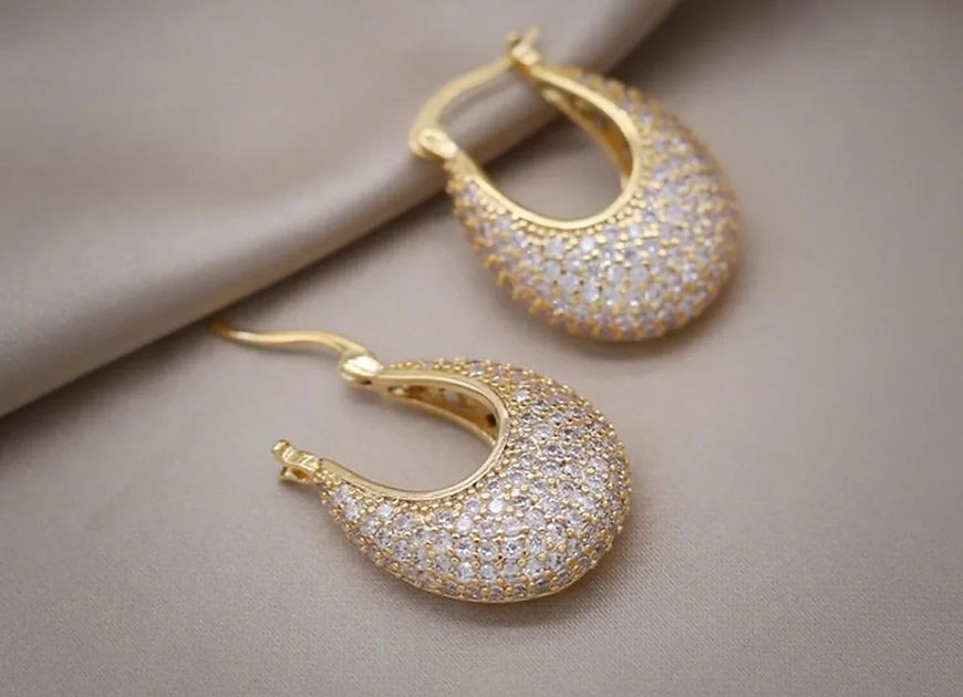 Parishobhita CZ Stone Hoop Bali Earrings