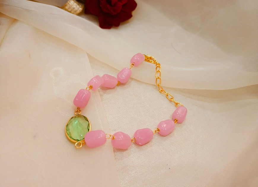Azalea Begonias Green Stone Bracelet