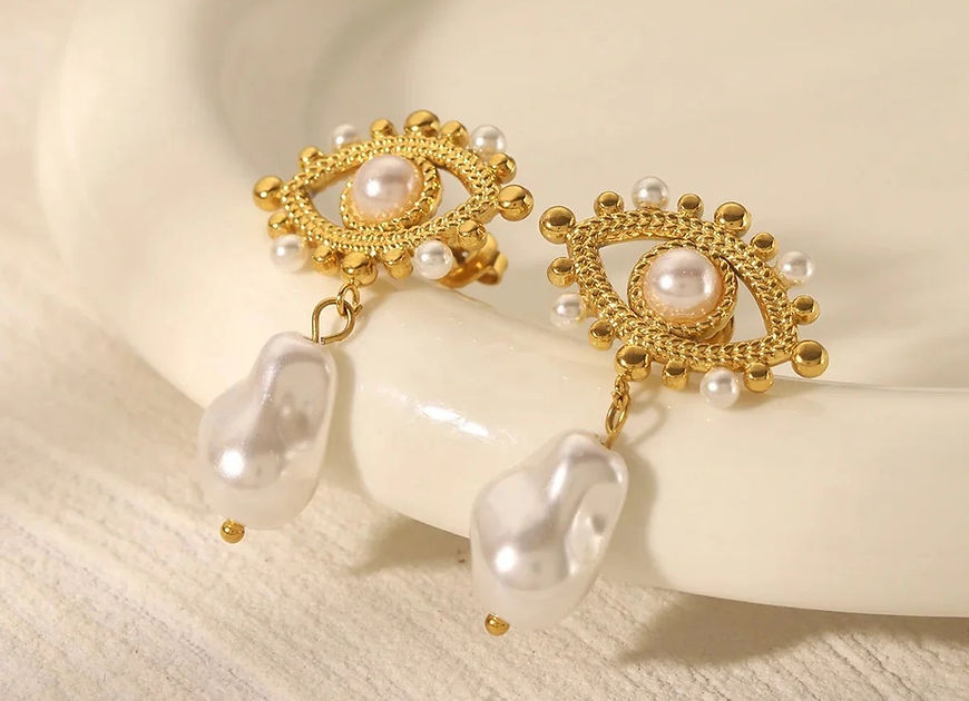 Daksha Evil Eye Pearl Drop Earrings!