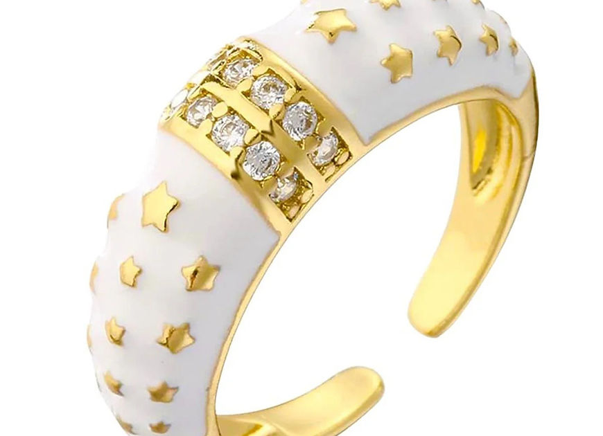 Bodhika Star Enamel Cz Adjustible Finger Ring