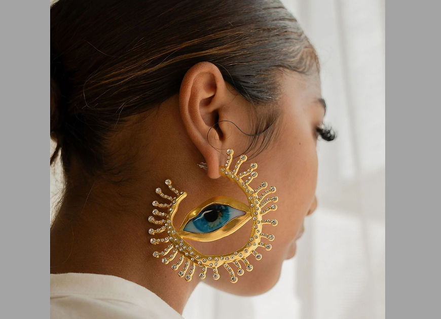 Sahistha Blue Brown Mismatch Hoop Earrings