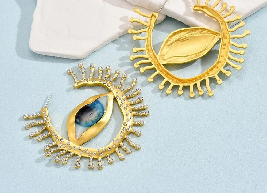 Sahistha Blue Brown Mismatch Hoop Earrings