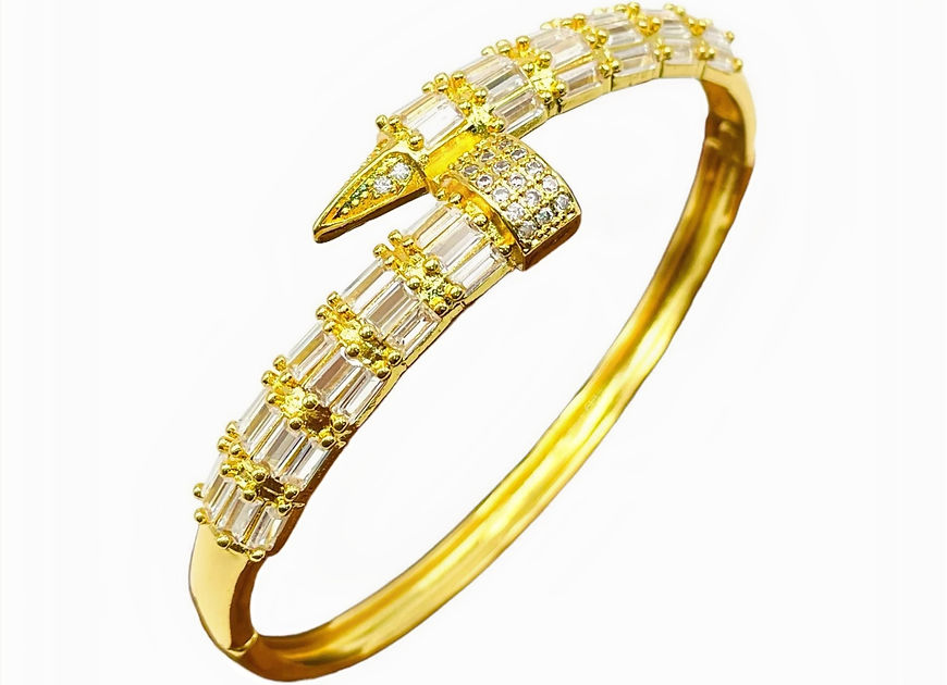 Lavnya Gothic Nail Baguatte Cubic Zirconia Kada Bracelet
