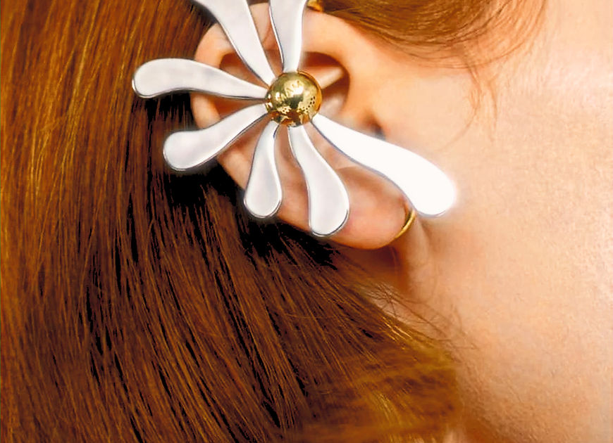 Daisy Flower Silver Gold Single Left  Ear Cuff!!