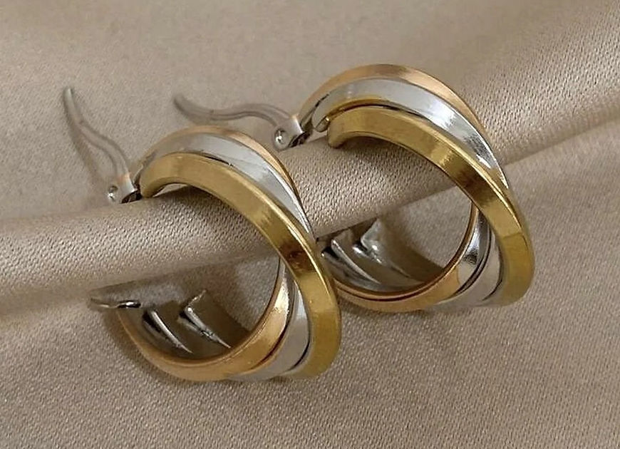 Danai Swirl Triple Layer Silver Gold Hoop Earrings!!!
