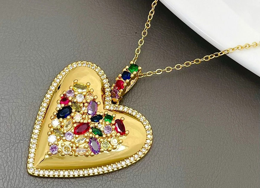 Rochana Rainbow Heart CZ Stone Multicolor pendent chain!!