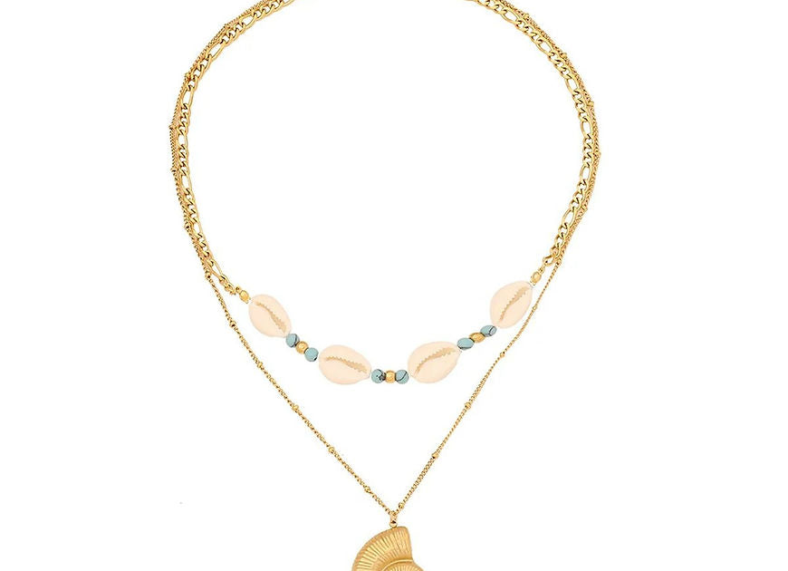 Conch Beads White Dual Layer Necklace