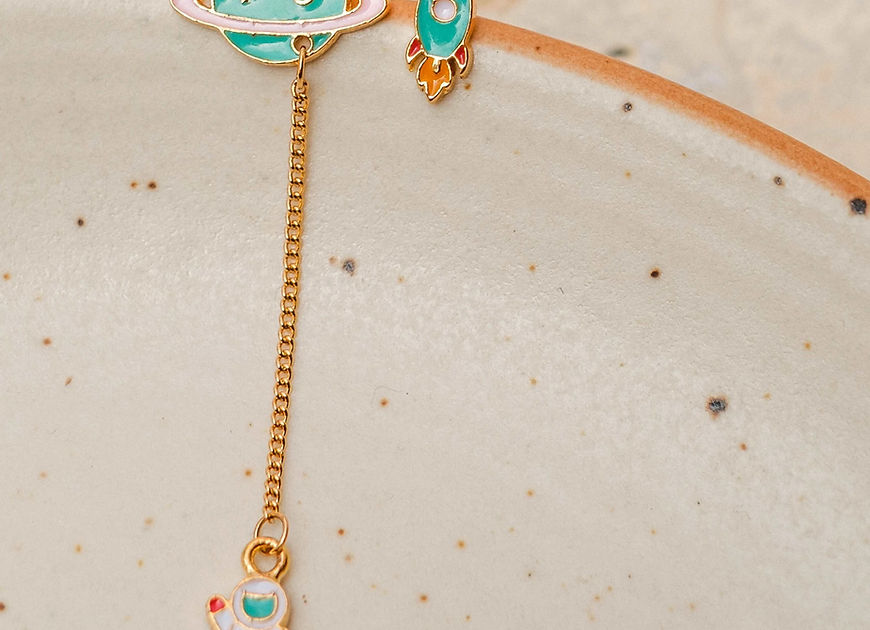 Astronaut Space Enamel Odd Mismatch Earrings