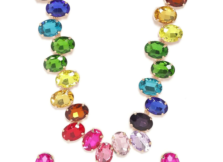 Dyotana Multi color Necklace With Earrings