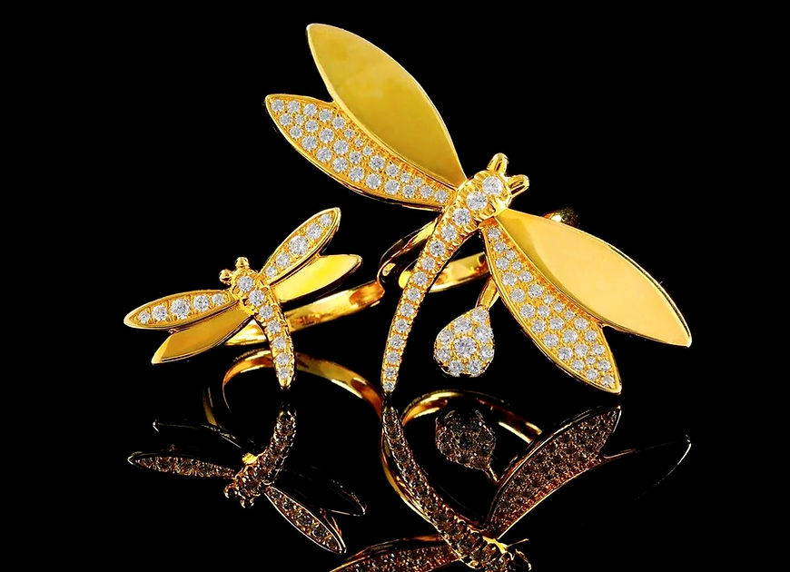 Dragonfly CZ Dual Finger Adjustable Ring!!