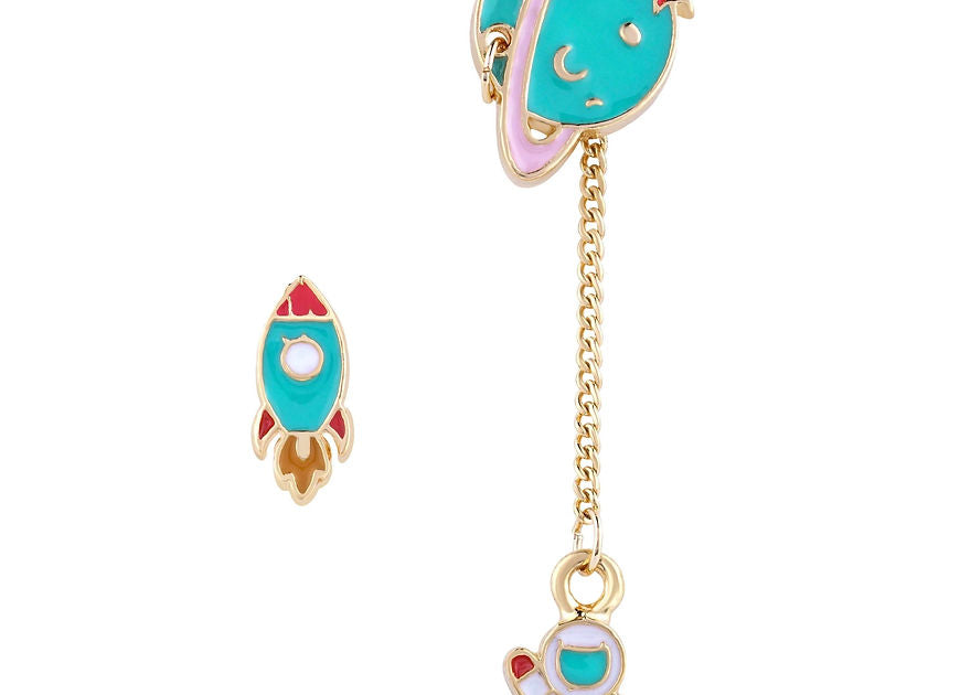 Astronaut Space Enamel Odd Mismatch Earrings