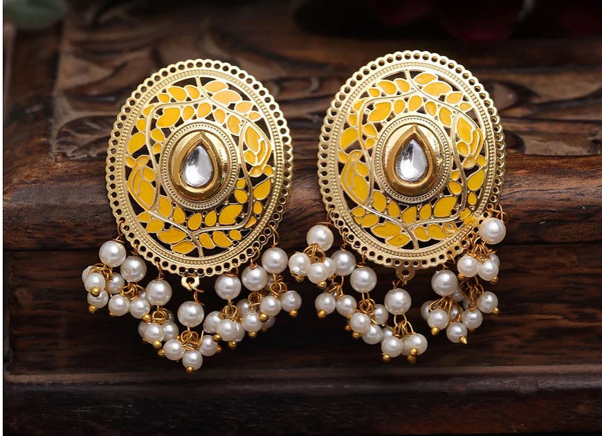 Dyuti Yellow Meenakari Stud Earrings