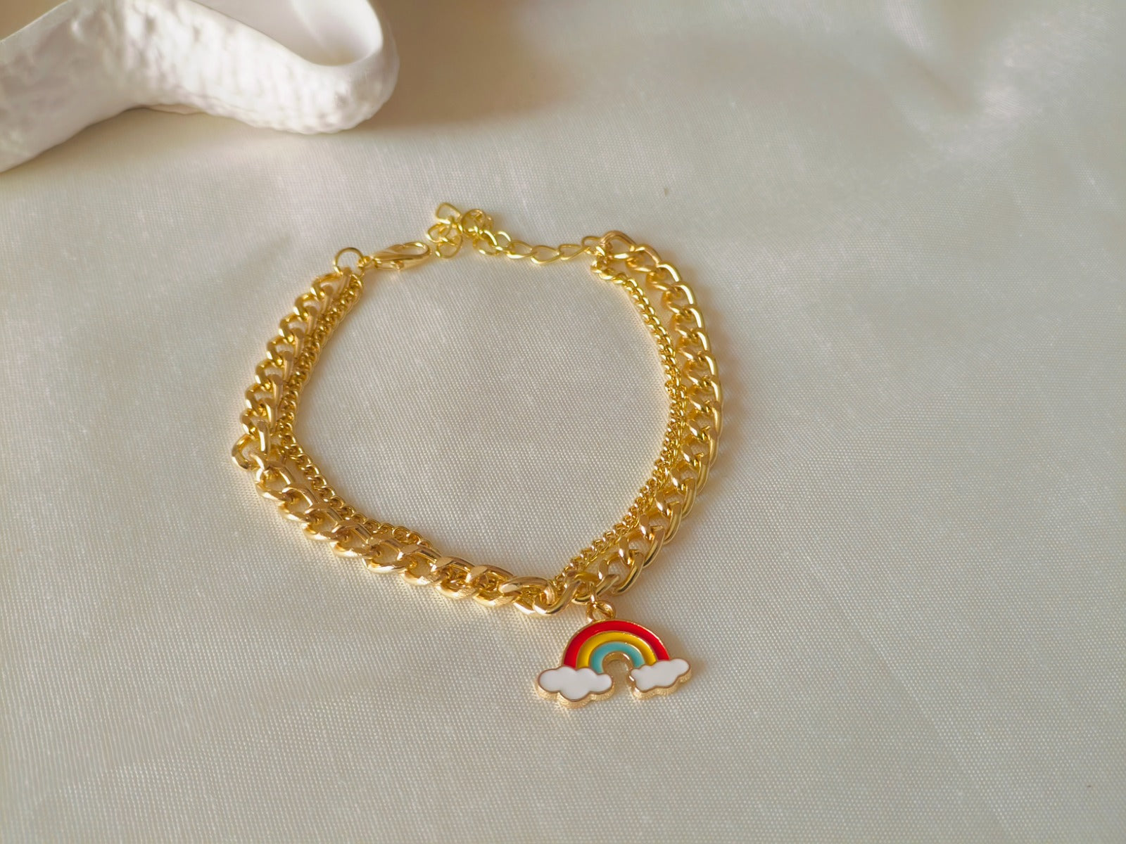 Pretty Enameled Rainbow Adjustable Bracelet